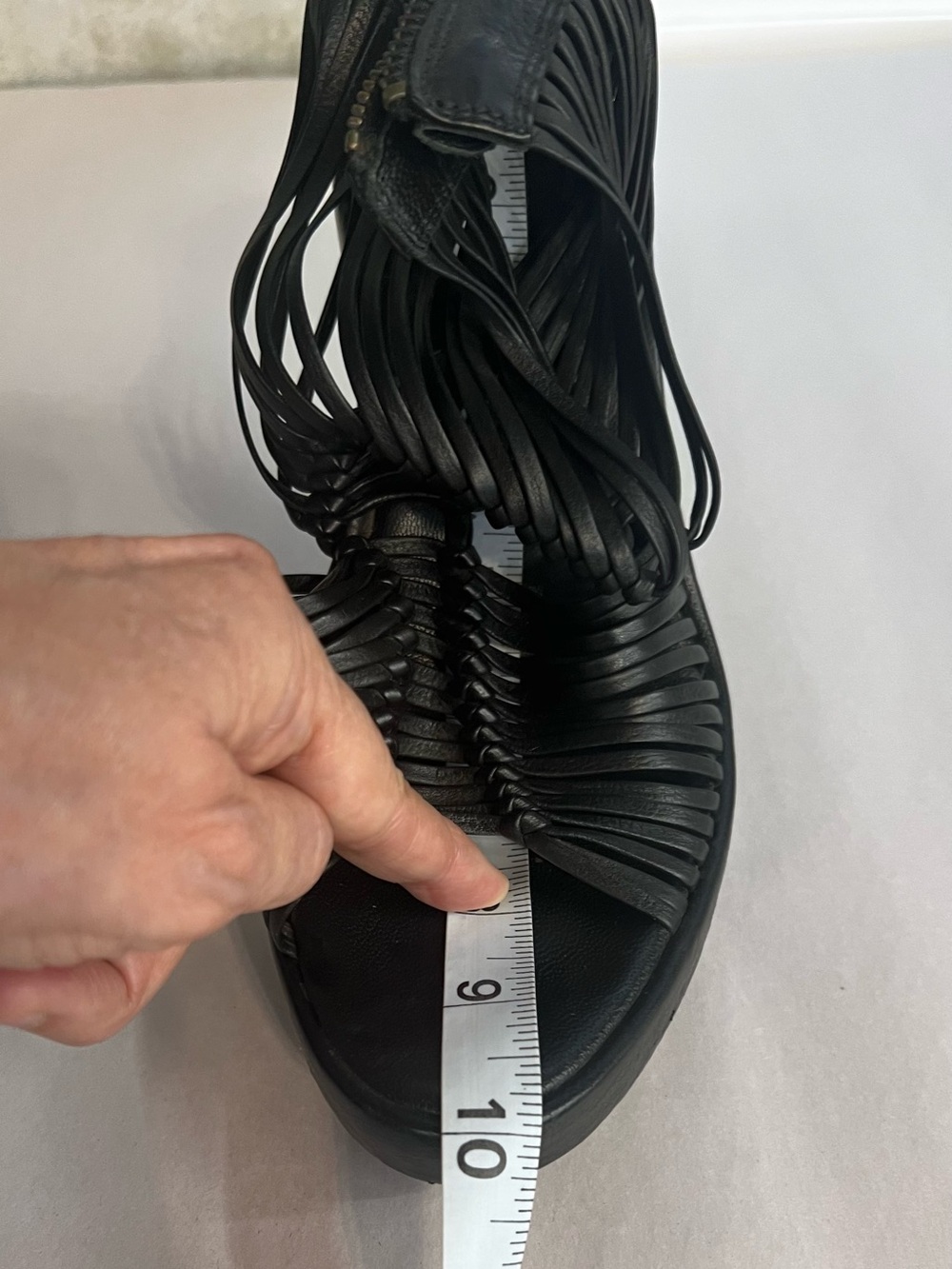 Ann Demeulemeester Black Leather Gladiator Wedge Sandals Size 37 - Picture 13 of 16